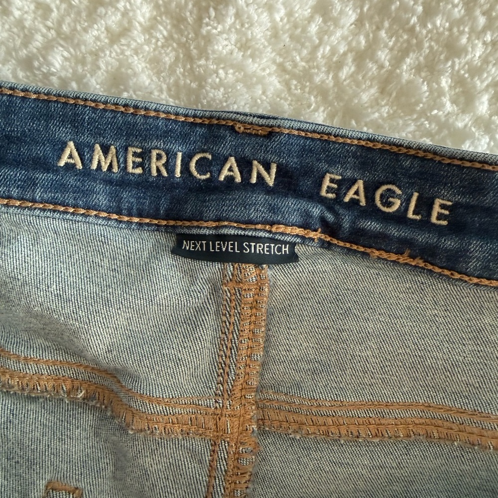 American Eagle Outfitters Women's Ripped Blue Jean Shorts - Picture 2 of 4